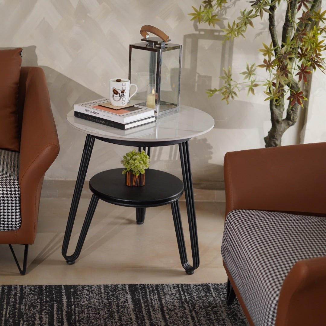 ROUND WHITE SIDE TABLE