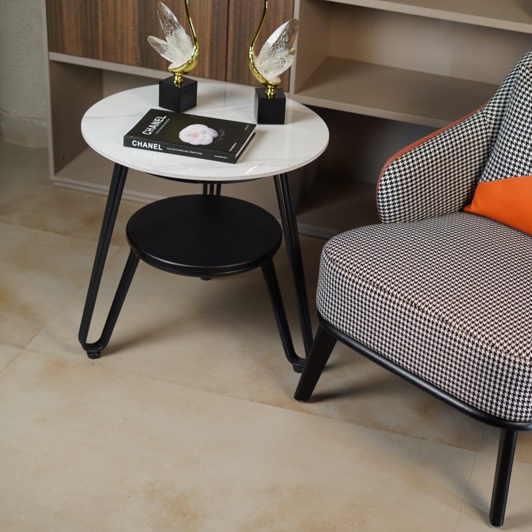 ROUND WHITE SIDE TABLE