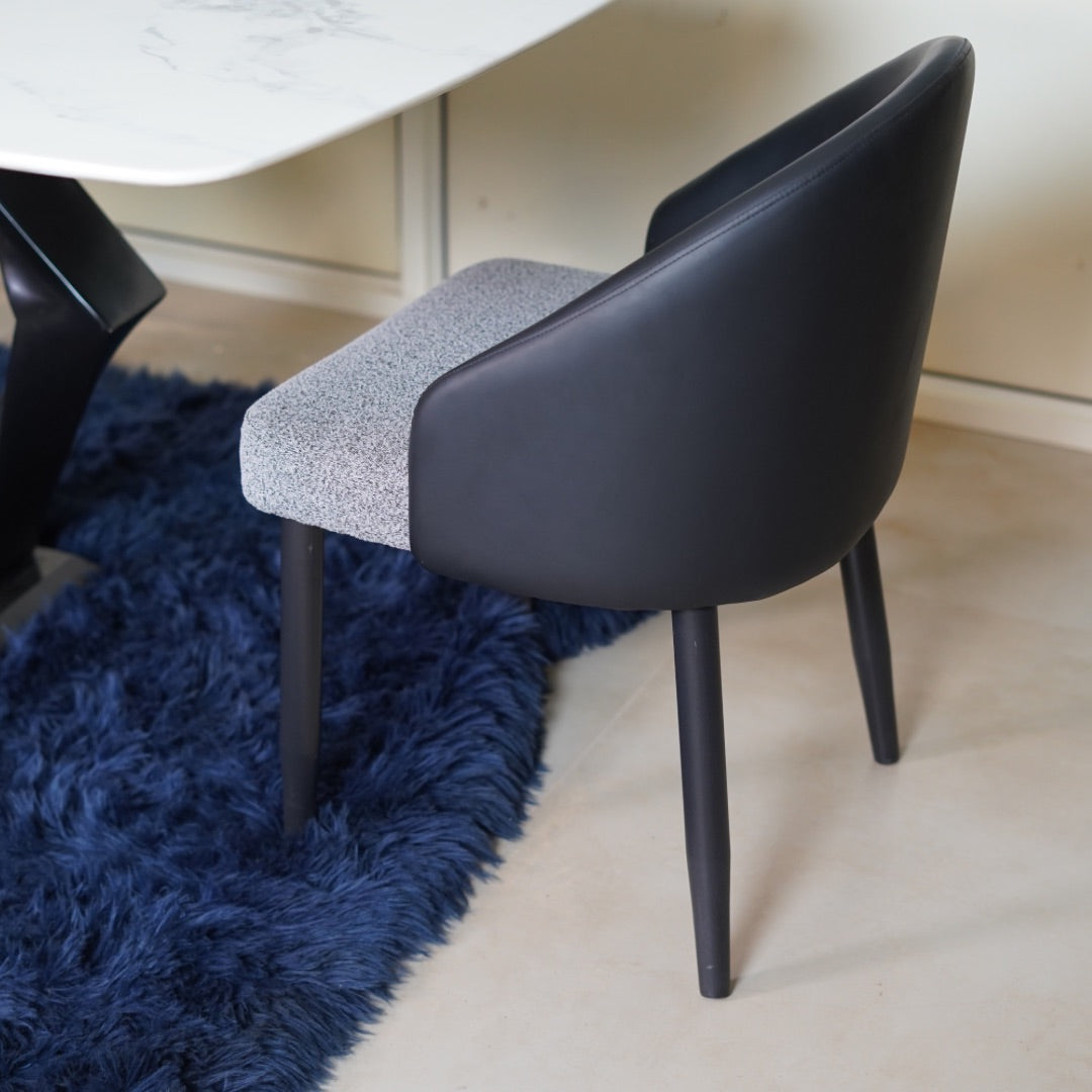 BLACK LEATHER BACK DINING CHAIR