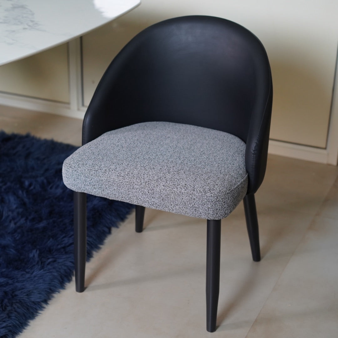BLACK LEATHER BACK DINING CHAIR