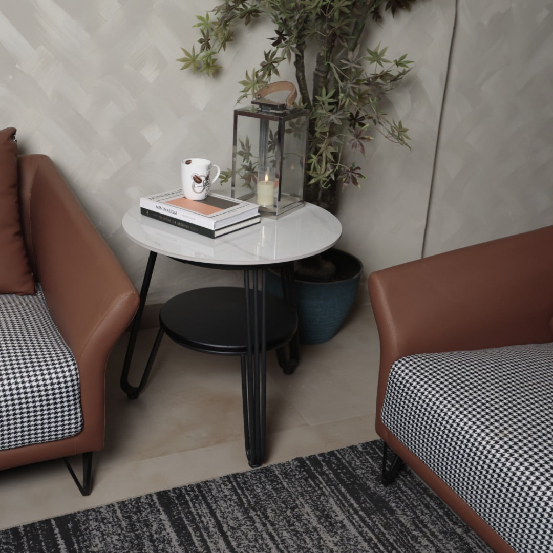 ROUND WHITE SIDE TABLE