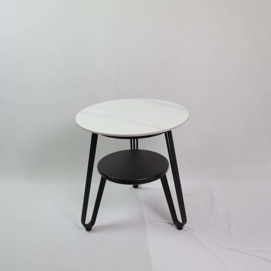 ROUND WHITE SIDE TABLE