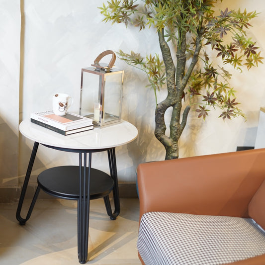 ROUND WHITE SIDE TABLE