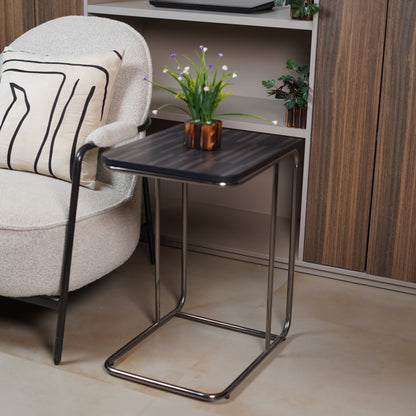 MARBLE LOOK SIDE TABLE BLACK