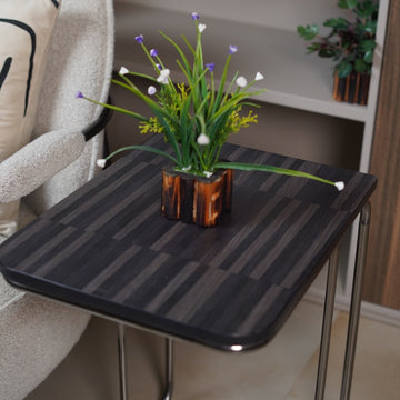 MARBLE LOOK SIDE TABLE BLACK