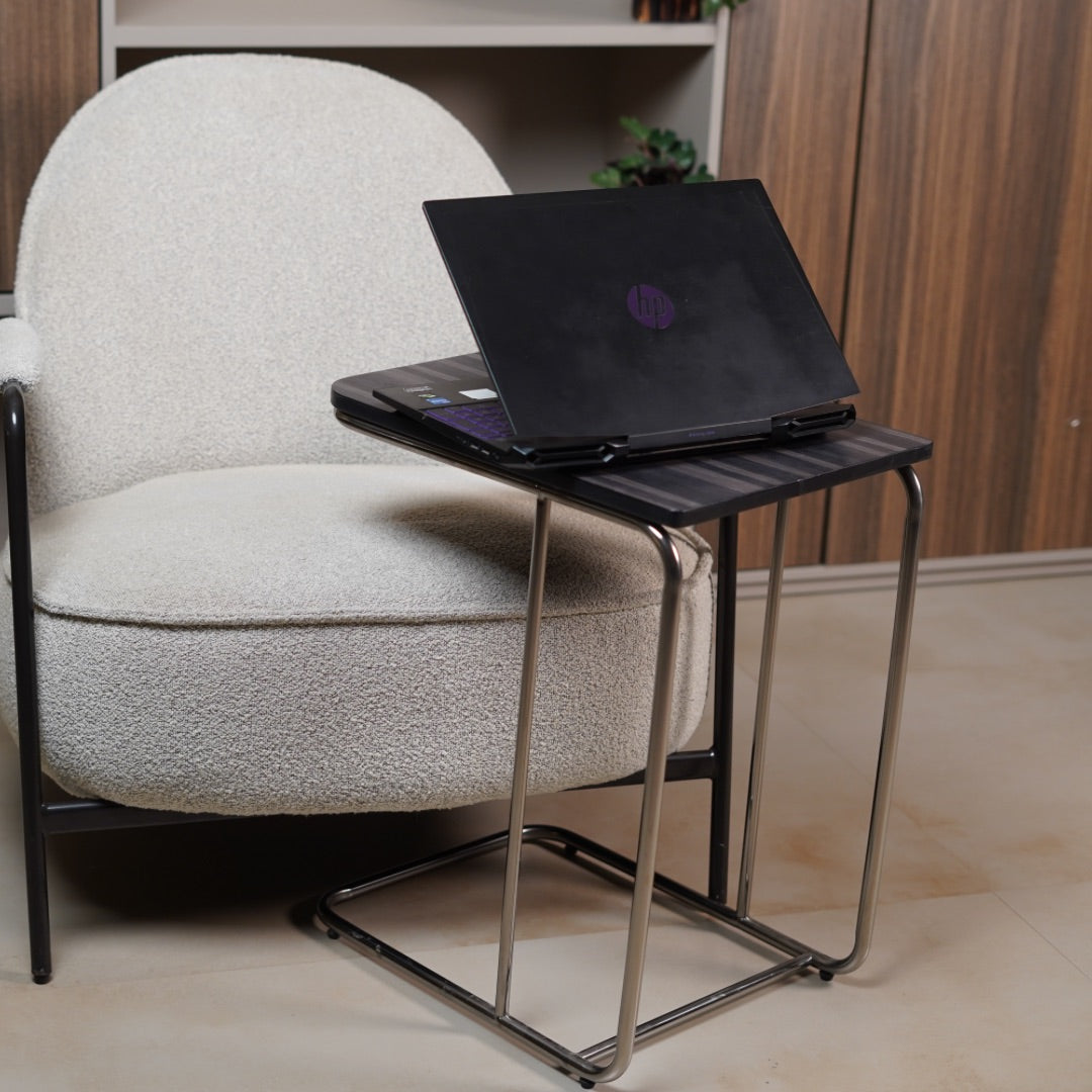 MARBLE LOOK SIDE TABLE BLACK