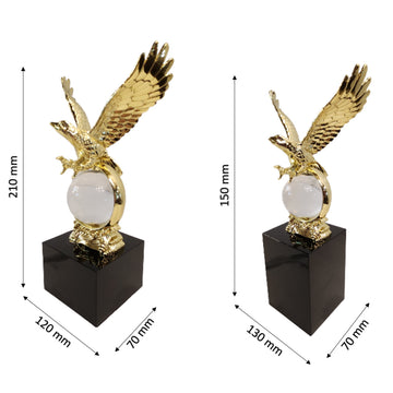 Golden Eagle Metal Crystal Trophy Set of 2