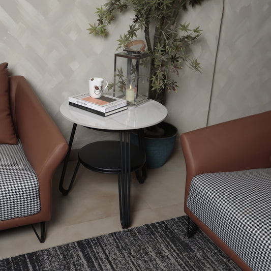 ROUND WHITE SIDE TABLE