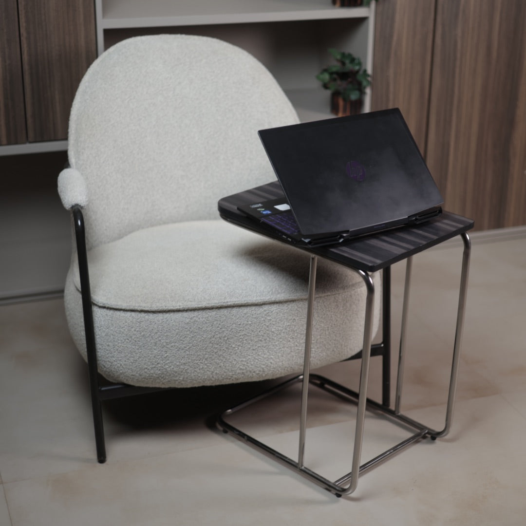 MARBLE LOOK SIDE TABLE BLACK