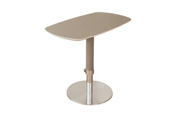 Modern Height-Adjustable Hydraulic Side Table with Faux Leather Top & Polished Chrome Base