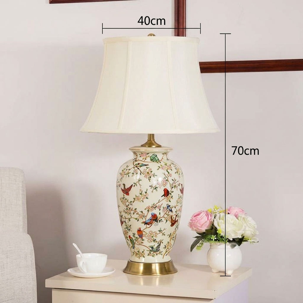 Floral Bird Ceramic Table Lamp